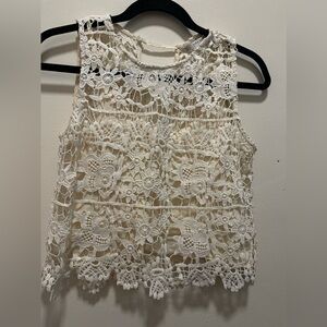 ZARA crochet tank ivory top SZ Small